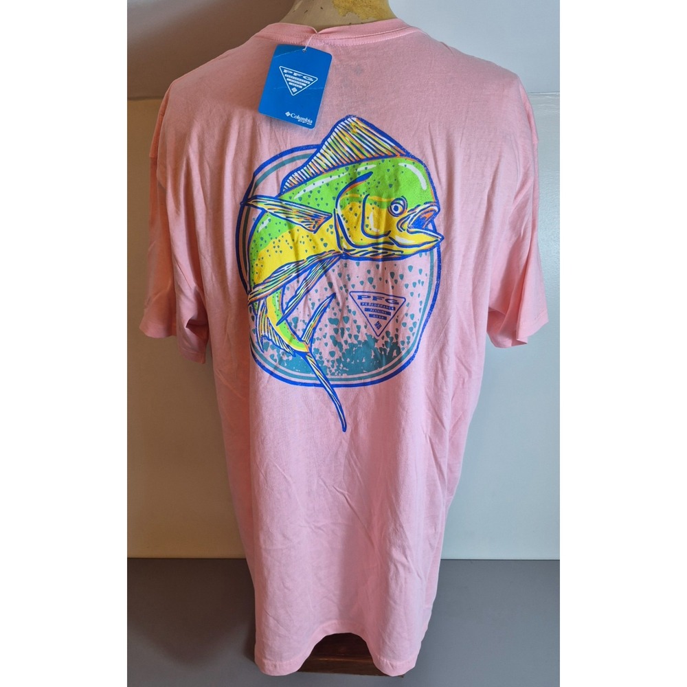 Columbia Sportswear Mens PFG T-Shirt Pink XXL 2XL NEW NWT